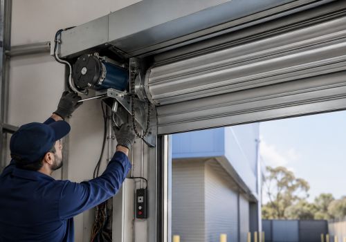 Professional roller shutter motor installation by Deto Automatic Doors LLC